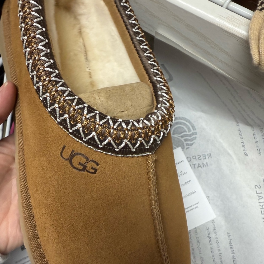 UGG Tasman Chestnut slippers for sale. Women’s size 9. New in box. Never worn.